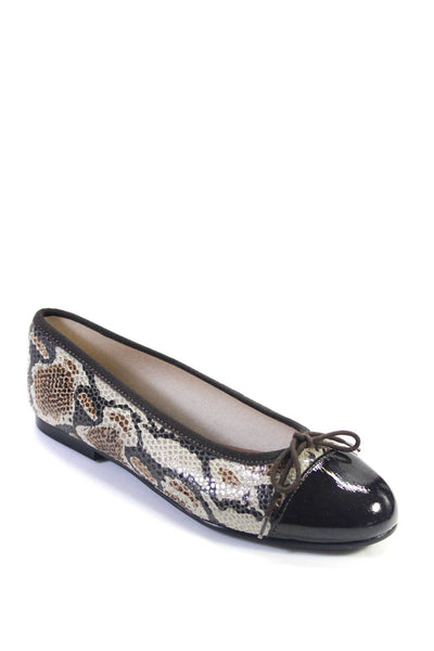 FS/NY Womens Snakeskin Print Patent Leather Round Toe Ballet Flats Brown Size 6