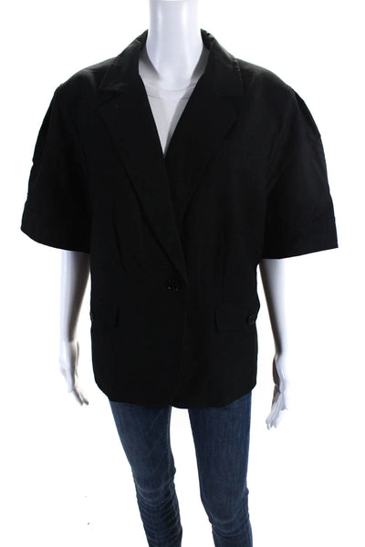 Calvin Klein Womens Short Sleeve Lined One Button Blazer Jacket Black Size 20W