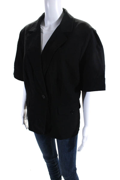 Calvin Klein Womens Short Sleeve Lined One Button Blazer Jacket Black Size 20W