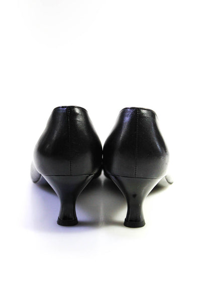 Salvatore Ferragamo Womens Tapered Pointed Square Toe Pumps Black Leather 8.5B