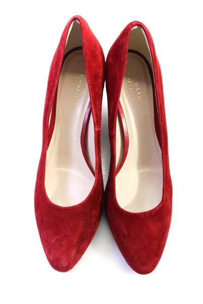Cole Haan Womens Slip On Stiletto Round Toe Pumps Red Suede Size 9