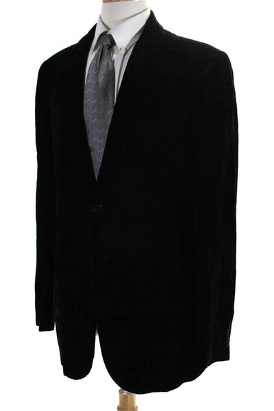 Armani Collezioni Mens Black Textured One Button Long Sleeve Blazer Size 42