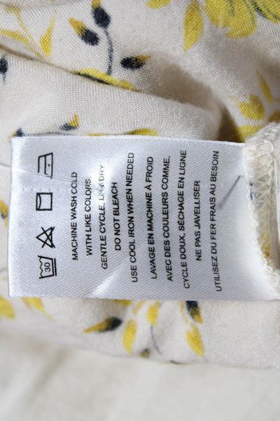 DRA Womens Floral Print Sleeveless A Line Dress White Yellow Size Extra Small