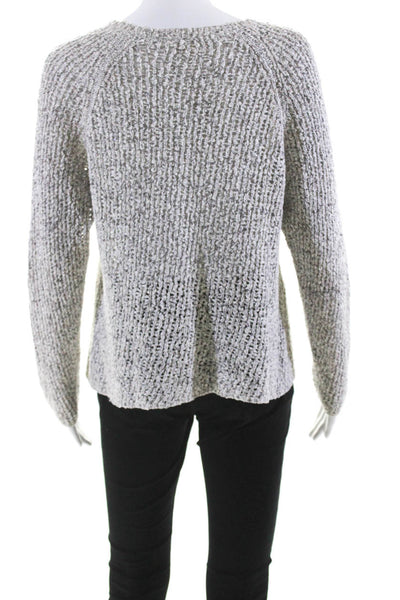 Eileen Fisher Womens Heather Gray Open Knit Cotton Pullover Sweater Top Size PL