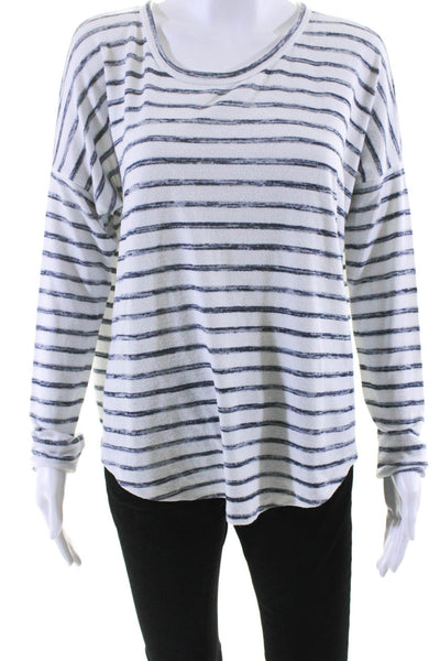 Rag & Bone Womens White Striped Scoop Neck Long Sleeve Sweater Top Size M