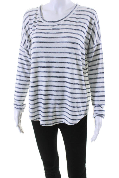 Rag & Bone Womens White Striped Scoop Neck Long Sleeve Sweater Top Size M