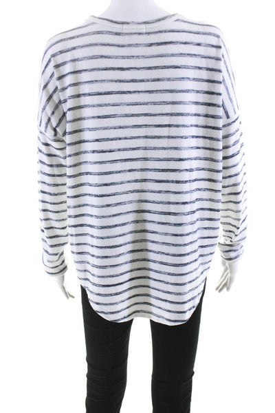 Rag & Bone Womens White Striped Scoop Neck Long Sleeve Sweater Top Size M