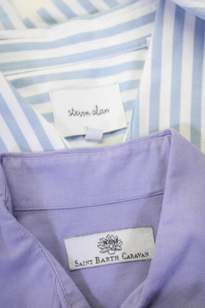 Steven Alan Nove Stenstromes Mens Blue Striped Dress Shirt Size M 15.5 lot 4