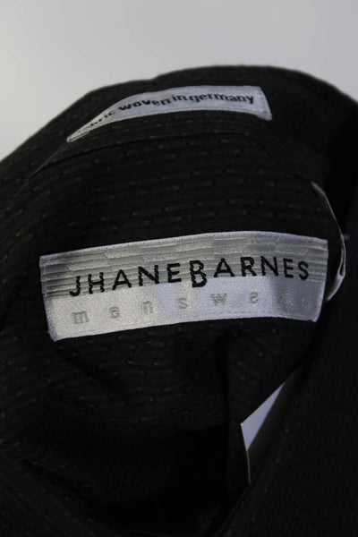 Jhane Barnes Mens Vintage Long Sleeve Check Stripe Button Up Shirt Brown Medium