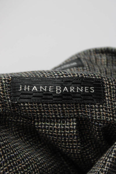 Jhane Barnes Mens Vintage Long Sleeve Check Button Up Shirt Black Brown Medium