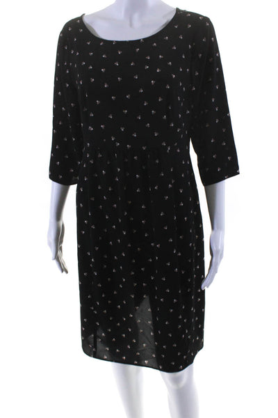 Seraphine Womens Geometric Print Long Sleeves Sheath Dress Black Size 8