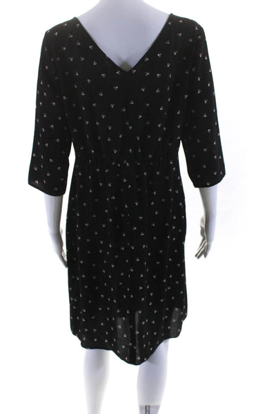 Seraphine Womens Geometric Print Long Sleeves Sheath Dress Black Size 8