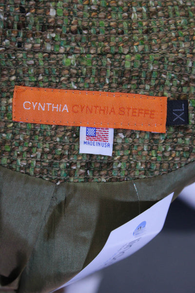 Cynthia Cynthia Steffe Womens Woven V-Neck Button Up Blazer Jacket Green Size XL