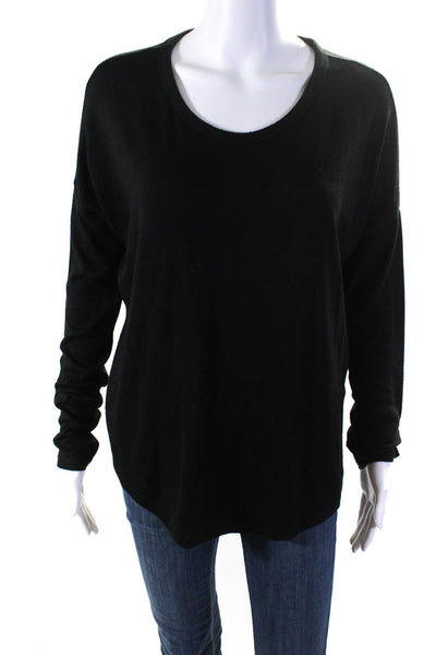 Rag & Bone Womens Round Neck Long Sleeve Pullover Top Black Size M