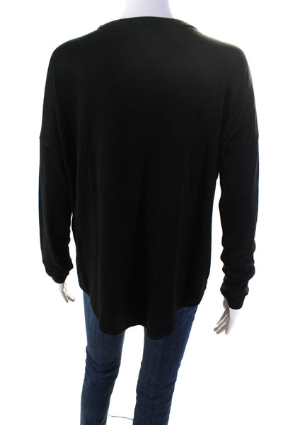 Rag & Bone Womens Round Neck Long Sleeve Pullover Top Black Size M