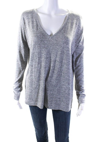 Rag & Bone Womens Stretch V-Neck Long Sleeve Pullover Blouse Top Gray Size M