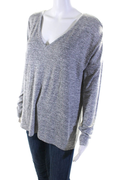 Rag & Bone Womens Stretch V-Neck Long Sleeve Pullover Blouse Top Gray Size M