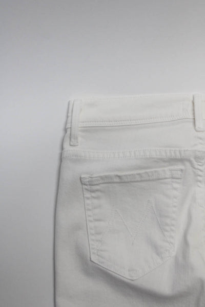 Mother Womens Buttoned Zipped High Rise Flare Leg Pants White Size EUR24