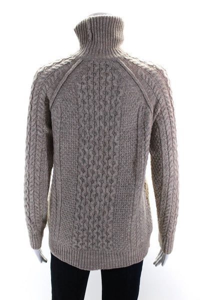 Vince Womens Merino Wool Textured Long Sleeve Turtleneck Sweater Brown Size 2XS