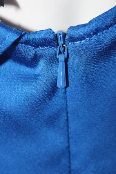 Jay Godfrey Women's V-Neck Spaghetti Straps Cinch Wrap Midi Dress Blue Size 2