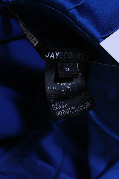 Jay Godfrey Women's V-Neck Spaghetti Straps Cinch Wrap Midi Dress Blue Size 2