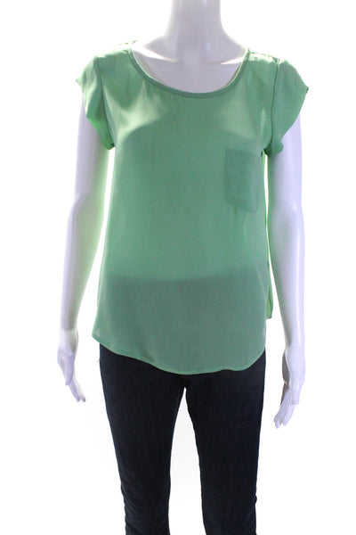 Joie Womens Cap Sleeve Scoop Neck Boxy Silk Top Blouse Green Size Extra Small