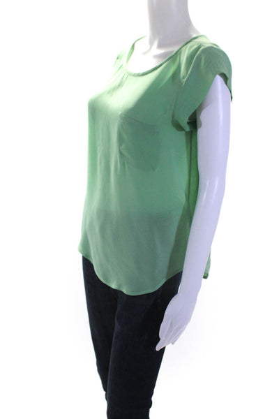 Joie Womens Cap Sleeve Scoop Neck Boxy Silk Top Blouse Green Size Extra Small