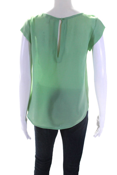 Joie Womens Cap Sleeve Scoop Neck Boxy Silk Top Blouse Green Size Extra Small