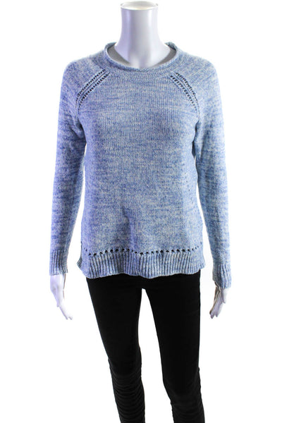 J Crew Womens Blue Cotton Crew Neck Long Sleeve Pullover Sweater Top Size XS