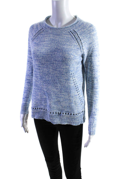 J Crew Womens Blue Cotton Crew Neck Long Sleeve Pullover Sweater Top Size XS