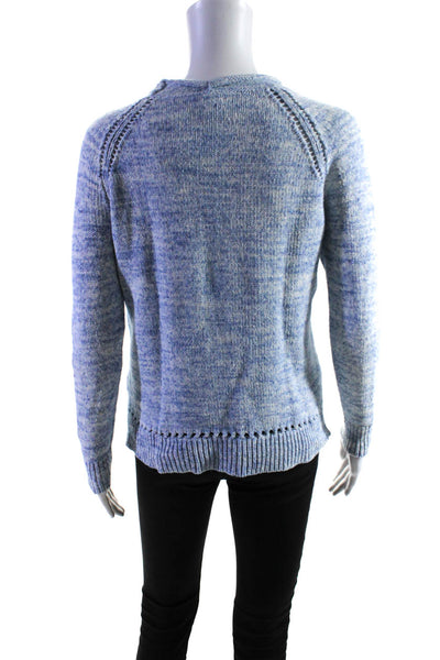 J Crew Womens Blue Cotton Crew Neck Long Sleeve Pullover Sweater Top Size XS