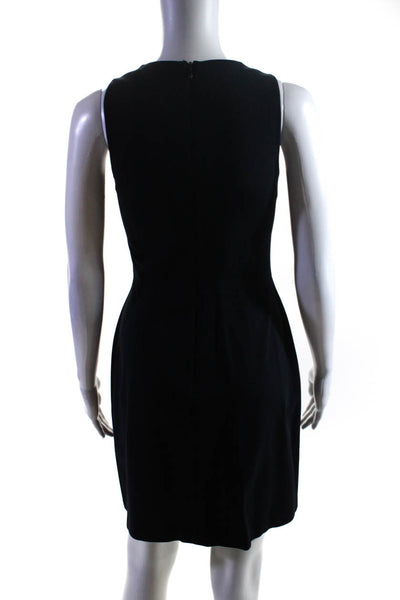Theory Womens Black Suede Front Zip Crew Neck Sleeveless Shift Dress Size 2