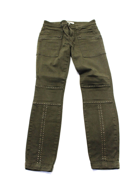 Joie Womens Olive Green Cotton Studded High Rise Skinny Leg Jeans Size 27 lot 2