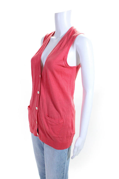 J. Mclaughlin Womens Sleeveless Buttoned V Neck Cardigan Vest Coral Pink Size XS