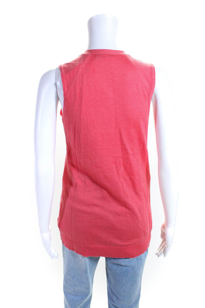 J. Mclaughlin Womens Sleeveless Buttoned V Neck Cardigan Vest Coral Pink Size XS