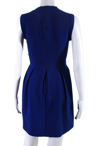 Sandro Womens Back Zip Sleeveless Crew Neck A Line Dress Royal Blue Size 1