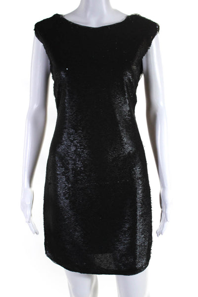 Rebecca Taylor Womens Back Zip Sleeveles Sequin Sheath Dress Black Size 2