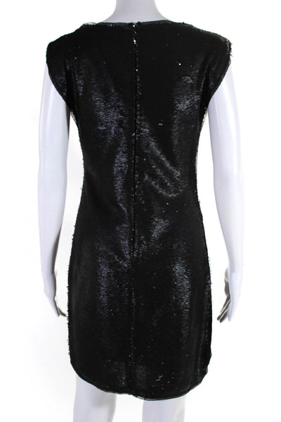 Rebecca Taylor Womens Back Zip Sleeveles Sequin Sheath Dress Black Size 2