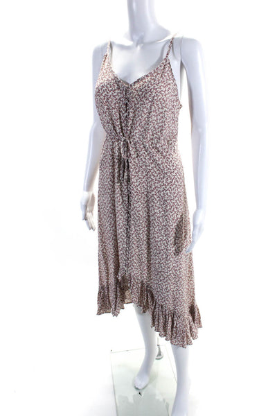 Rails Womens Spaghetti Strap V Neck Buttoned Midi Tank Dress Pink Cream Size S