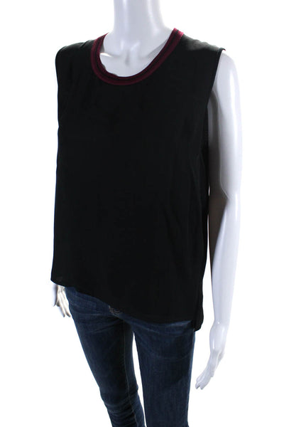 Rag & Bone Womens 100% Silk Round Neck Sleeveless Tank Blouse Black Red Size S