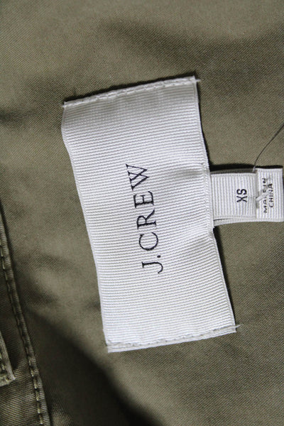 J Crew Womens Drawstring Waist Zippered Cargo Pocket Jacket Army Green Size XS