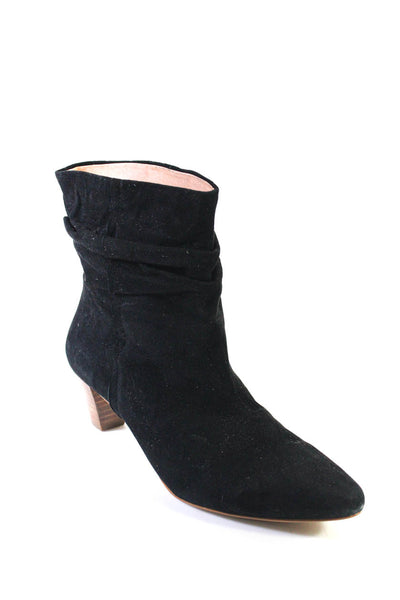 Silent D Women's Pointed Toe Cone Heels Suede Pull-On Ankle Boot Black Size 8