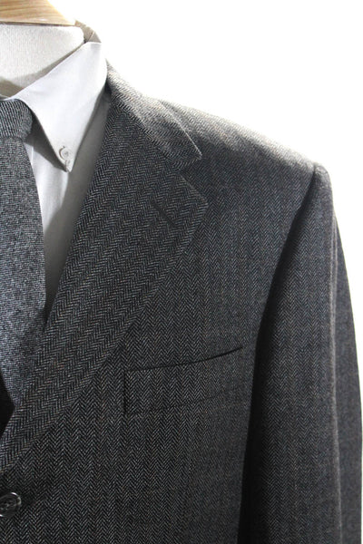 Hickey Freeman Mens Lambs Wool Notch Collar 3 Button Suit Jacket Gray Size 42R