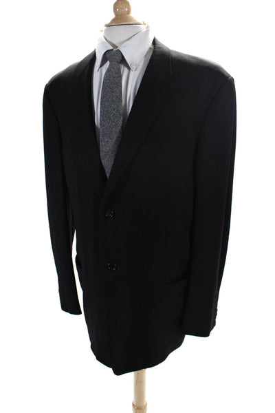 Armani Collezioni Mens Wool Notch Collar Three Button Suit Jacket Black Size 44L