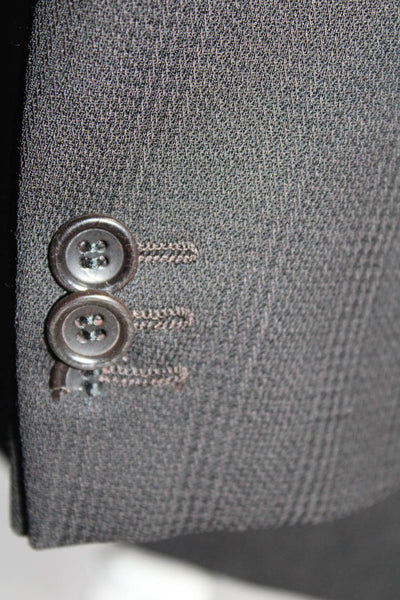 Armani Collezioni Mens Wool Notch Collar Three Button Suit Jacket Black Size 44L