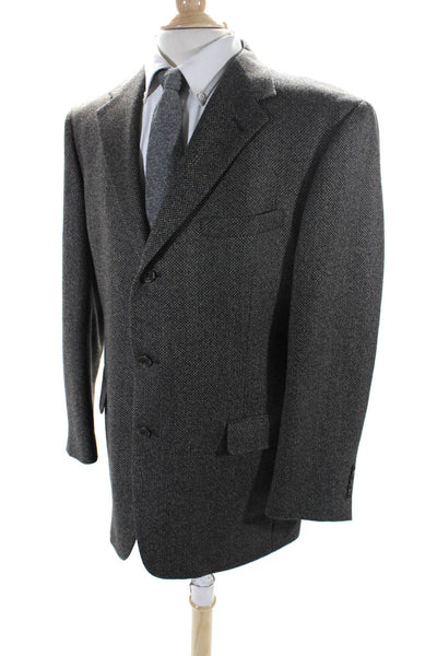Austin Reed Mens V-Neck Notch Collar Three Button Suit Jacket Gray Size 42R