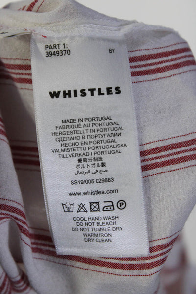 Whistles Women's Collared Short Sleeves Mini Shirt Dress Red Stripe Size M