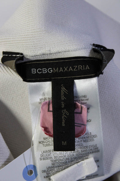 BCBGMAXAZRIA Women's Pull-On Bodycon Tiered Unlined Midi Skirt White Size M