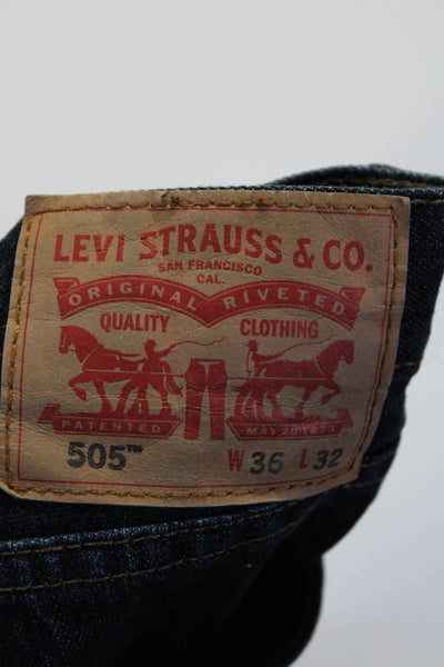 Levis Mens Dark Wash Straight Leg Jeans Blue Cotton Size 36X32