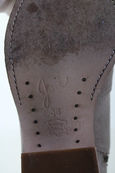 Joie Women's Pointed Toe Block Heels Western Suede Ankle Bootie Beige Size 8